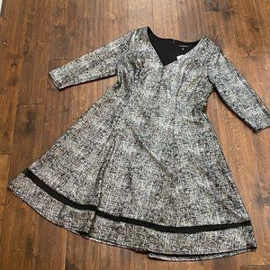 NWT Lane Bryant 3/4 sleeve textured fit & flare dress with mesh hem 14/16